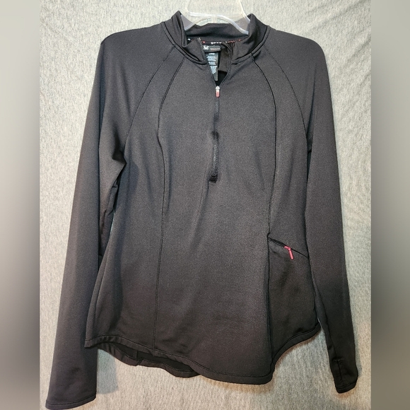 Spyder Active Womens Large Jacket Black 1/4 Zip Long Sleeve Knit Casual - Picture 1 of 6